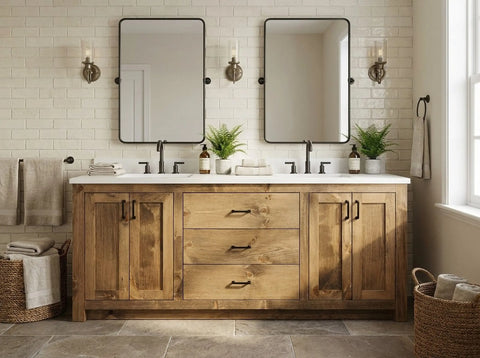 Custom Double Sink Bathroom Vanity – Handmade Wood Cabinet with Storage Drawers | Made in USA | Model #1061 Limitless Woodworking  item