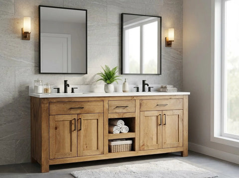 Custom Double Sink Bathroom Vanity – Northeastern White Pine Cabinet | Made in USA | Model #1034 Limitless Woodworking  item