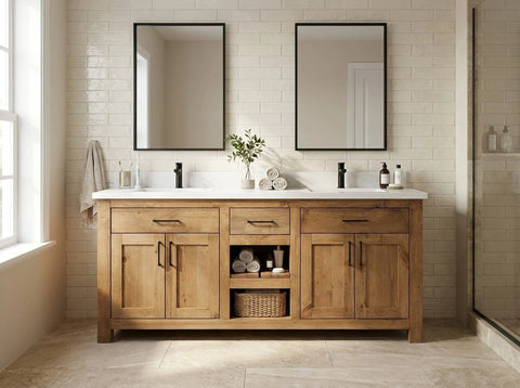 Custom Double Sink Bathroom Vanity – Northeastern White Pine Cabinet | Made in USA | Model #1034 Limitless Woodworking  item