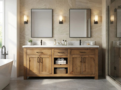 Custom Double Sink Bathroom Vanity – Northeastern White Pine Cabinet | Made in USA | Model #1034 Limitless Woodworking  item