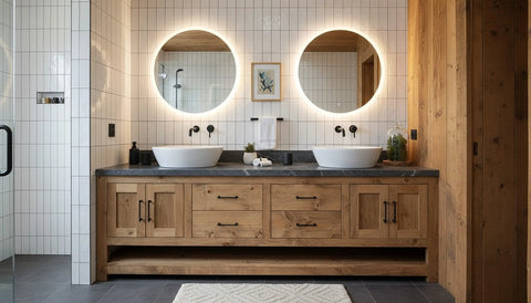 Custom Double Sink Bathroom Vanity – Northeastern White Pine Wood Cabinetry | Made in USA | Model #1072 Limitless Woodworking  item