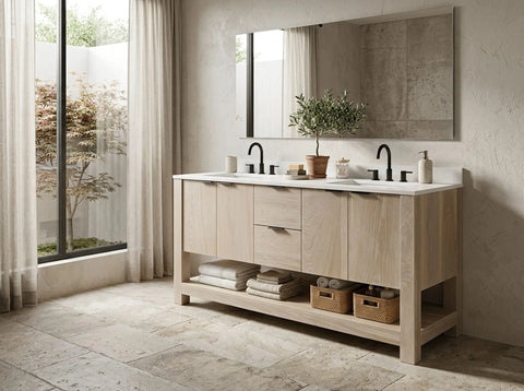 Custom Double Sink Bathroom Vanity – Solid Wood Storage Cabinet | Made in USA | Model #1035 Limitless Woodworking  item