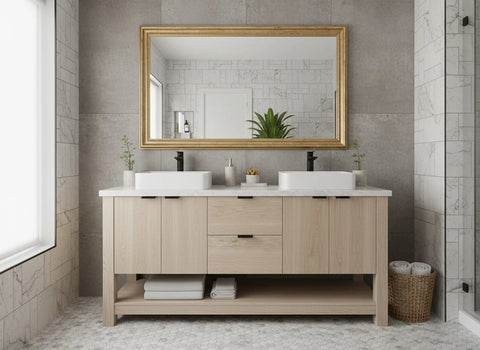 Custom Double Sink Bathroom Vanity – Solid Wood Storage Cabinet | Made in USA | Model #1035 Limitless Woodworking  item
