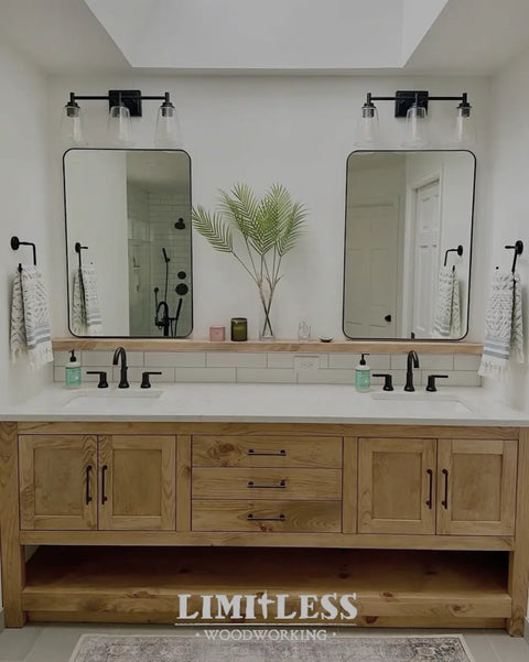 Custom Double Sink Bathroom Vanity – Solid Wood Storage Cabinet with Drawers | Made in USA | Model #1016 Limitless Woodworking  item