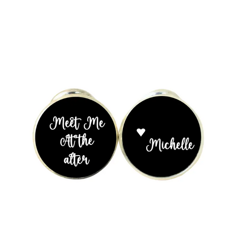 Custom Engraved Round Silver Groom Cufflinks 20mm – Personalized Wedding Accessory | Made in USA Michelle Marie Boutique  Cufflinks