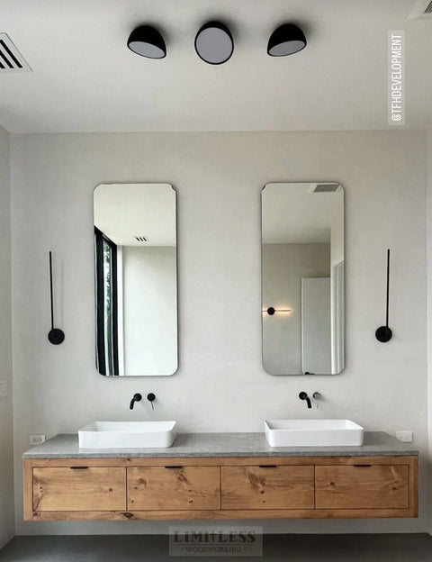 Custom Floating Double Sink Bathroom Vanity – Handcrafted White Pine Wood | Made in USA | Model #1097 Limitless Woodworking  item