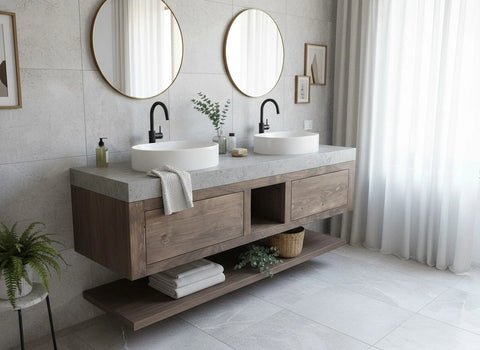 Custom Floating Double Sink Bathroom Vanity – Northeastern White Pine Build | Made in USA | Model #1103 Limitless Woodworking  item