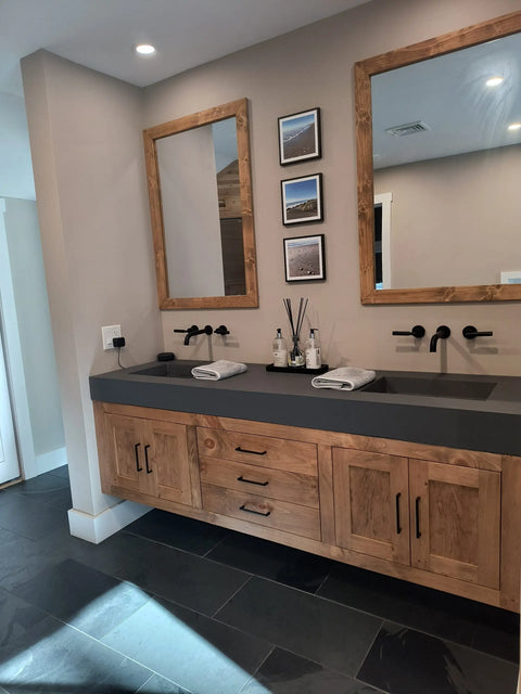 Custom Floating Double Sink Bathroom Vanity – Shaker Style Wood Cabinet | Made in USA | Model #1066 Limitless Woodworking  item