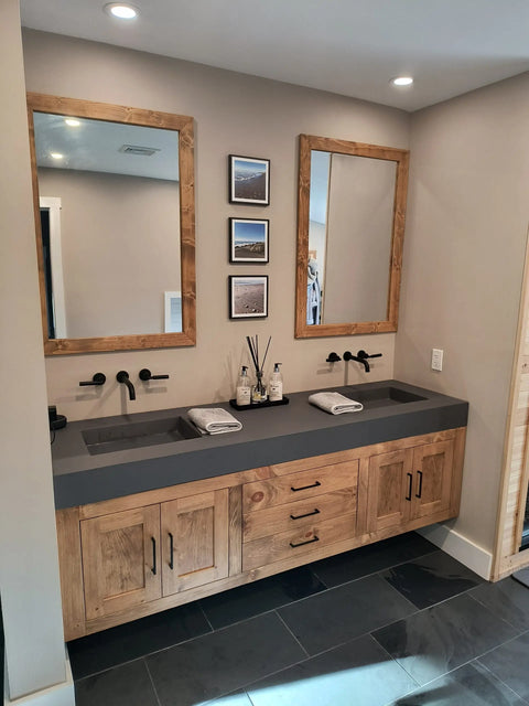 Custom Floating Double Sink Bathroom Vanity – Shaker Style Wood Cabinet | Made in USA | Model #1066 Limitless Woodworking  item