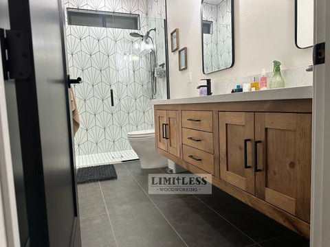 Custom Floating Double Sink Bathroom Vanity – Shaker Style Wood Cabinet | Made in USA | Model #1066 Limitless Woodworking  item
