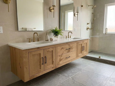 Custom Floating Double Sink Bathroom Vanity – Shaker Style – Limitless Woodworking | Made in USA | Model #1124 Limitless Woodworking  item