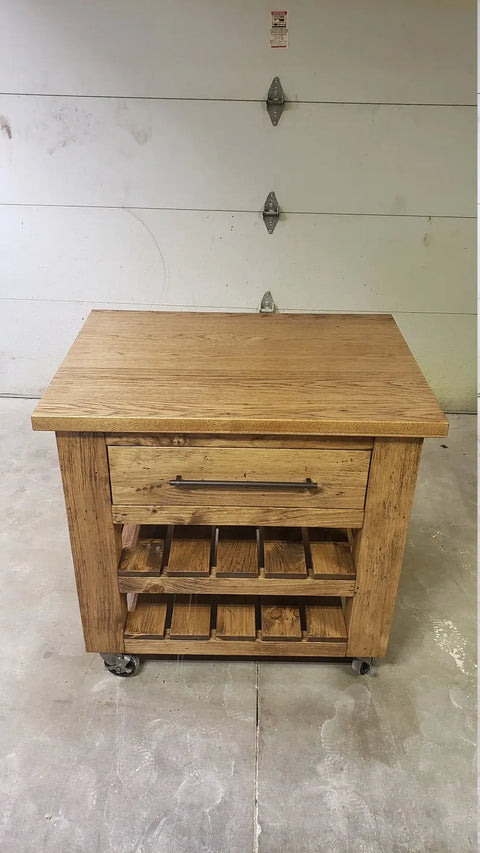 Custom Handmade Kitchen Island With Casters and Solid Hickory Top – White Pine Frame | Made in USA | Model #1029 Limitless Woodworking  item