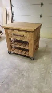 Custom Handmade Kitchen Island With Casters and Solid Hickory Top – White Pine Frame | Made in USA | Model #1029 Limitless Woodworking  item