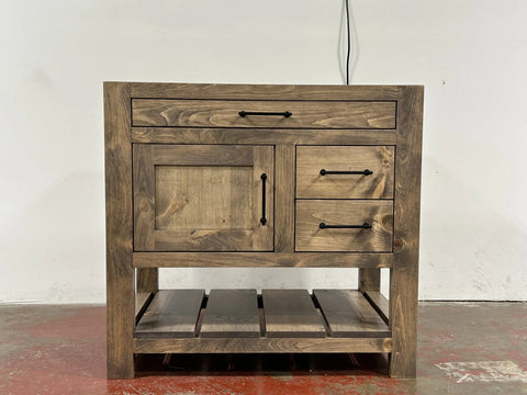 Custom Handmade Single Sink Bathroom Vanity – Rustic White Pine Wood Storage | Made in USA | Model #1088 Limitless Woodworking  item