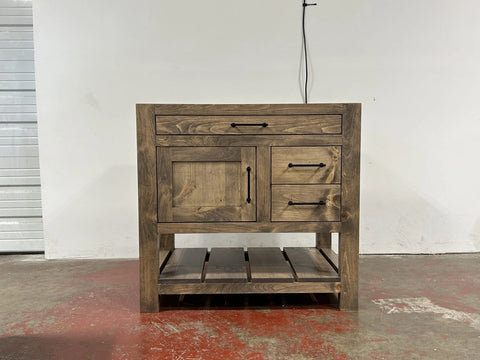Custom Handmade Single Sink Bathroom Vanity – Rustic White Pine Wood Storage | Made in USA | Model #1088 Limitless Woodworking  item