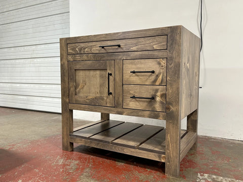 Custom Handmade Single Sink Bathroom Vanity – Rustic White Pine Wood Storage | Made in USA | Model #1088 Limitless Woodworking  item