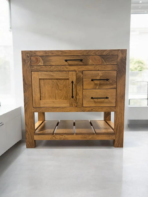 Custom Handmade Single Sink Bathroom Vanity – Rustic White Pine Wood Storage | Made in USA | Model #1088 Limitless Woodworking  item
