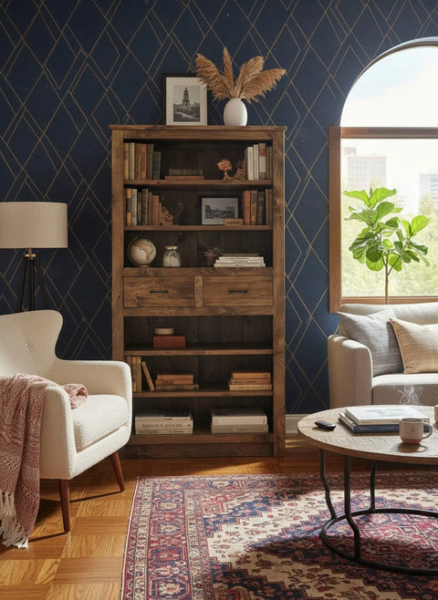 Custom Handmade Tall Northeastern White Pine Bookcase With Drawers – Durable Shelving Unit | Made in USA | Model #1109 Limitless Woodworking  item