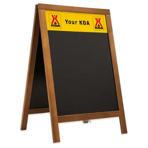 Custom KOA A-Frame Chalkboard Sign – Lightweight Pine Wood Frame – Indoor Outdoor Use | Made in USA Freedom Flag and Pole 