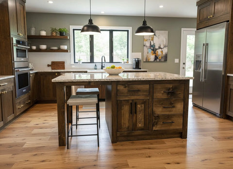 Custom Kitchen Island With Seating – Northeastern White Pine Wood Cabinet | Made in USA | Model #1087 Limitless Woodworking  item