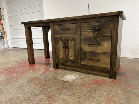 Custom Kitchen Island With Seating – Northeastern White Pine Wood Cabinet | Made in USA | Model #1087 Limitless Woodworking  item