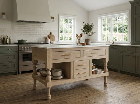 Custom Kitchen Island – Handcrafted White Pine Wood Cart with Storage Drawers | Made in USA by Limitless Woodworking | Model #1114 Limitless Woodworking  item