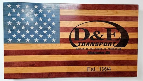 Custom Laser Engraved American Flag 19"x34" American Grains, LLC  Custom Wooden Flag