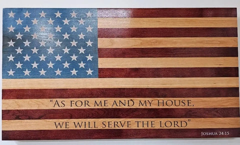 Custom Laser Engraved American Flag 19"x34" American Grains, LLC  Custom Wooden Flag
