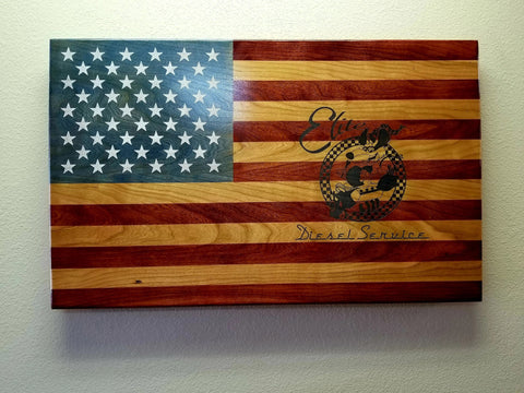 Custom Laser Engraved American Flag 19"x34" American Grains, LLC  Custom Wooden Flag