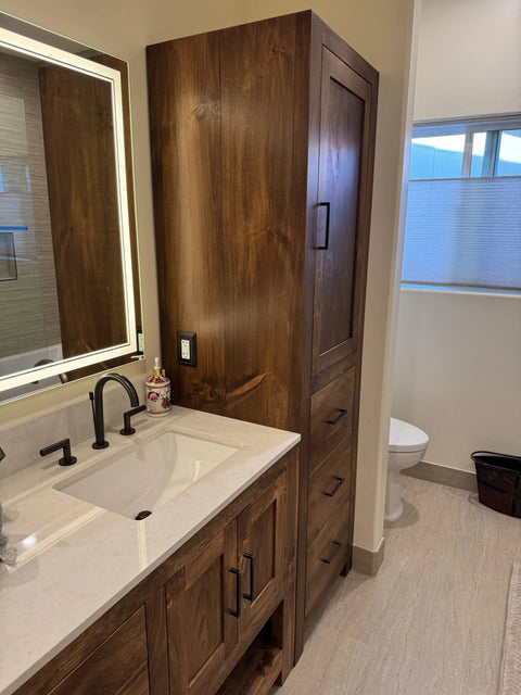 Custom Linen Tower Cabinet | Rustic Bathroom Storage – Handcrafted Wood Vanity | Made in USA | Model #1078 Limitless Woodworking  item
