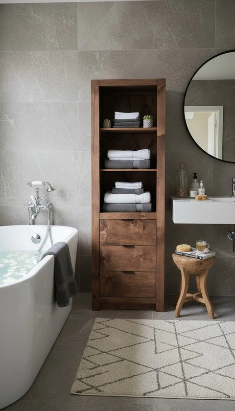 Custom Linen Tower – White Pine Bathroom Storage Cabinet | Made in USA | Model #1056 Limitless Woodworking  item