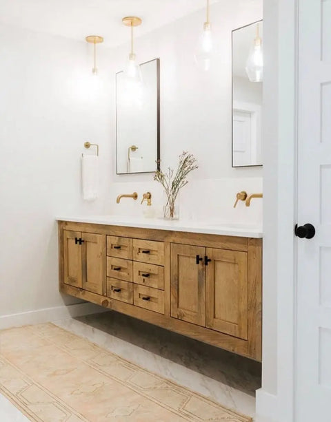 Custom Made Double Sink Floating Bathroom Vanity – White Pine Wood | Made in USA | Model #1010 Limitless Woodworking  item