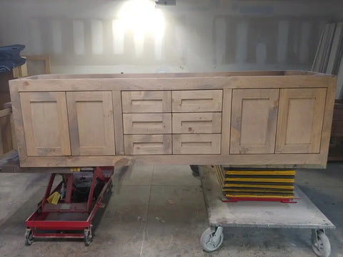 Custom Made Double Sink Floating Bathroom Vanity – White Pine Wood | Made in USA | Model #1010 Limitless Woodworking  item