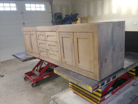 Custom Made Double Sink Floating Bathroom Vanity – White Pine Wood | Made in USA | Model #1010 Limitless Woodworking  item