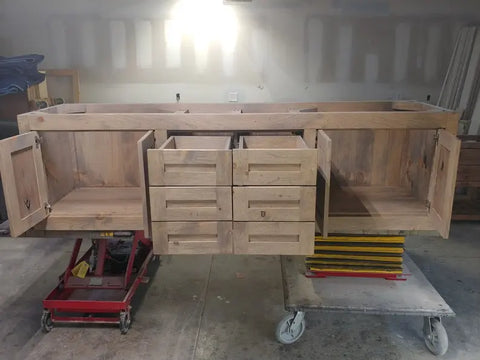 Custom Made Double Sink Floating Bathroom Vanity – White Pine Wood | Made in USA | Model #1010 Limitless Woodworking  item