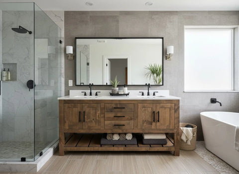 Custom Northeastern White Pine Double Sink Bathroom Vanity | Made in USA | Model #1014 Limitless Woodworking  item