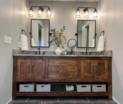 Custom Northeastern White Pine Double Sink Bathroom Vanity | Made in USA | Model #1014 Limitless Woodworking  item