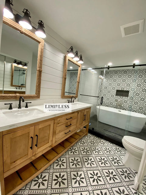 Custom Northeastern White Pine Double Sink Bathroom Vanity | Made in USA | Model #1014 Limitless Woodworking  item