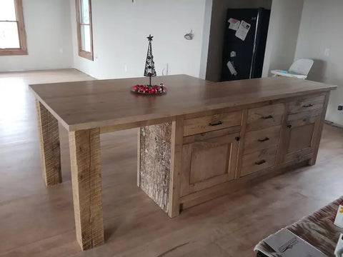 Custom Northeastern White Pine Kitchen Island With Spacious Seating And Storage | Made In USA | Model #1031 Limitless Woodworking  item