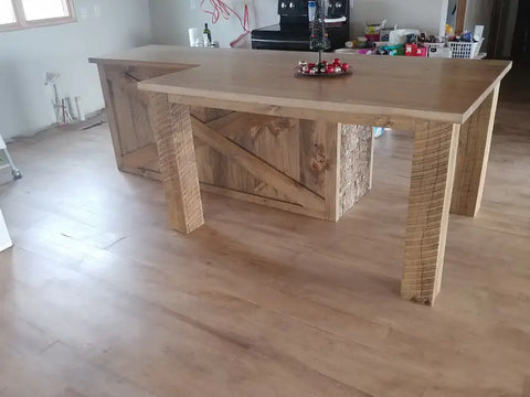 Custom Northeastern White Pine Kitchen Island With Spacious Seating And Storage | Made In USA | Model #1031 Limitless Woodworking  item