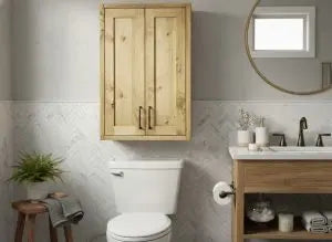 Custom Over Toilet Bathroom Cabinet – Northeastern White Pine Storage – Made in USA | Model #1050 Limitless Woodworking  item