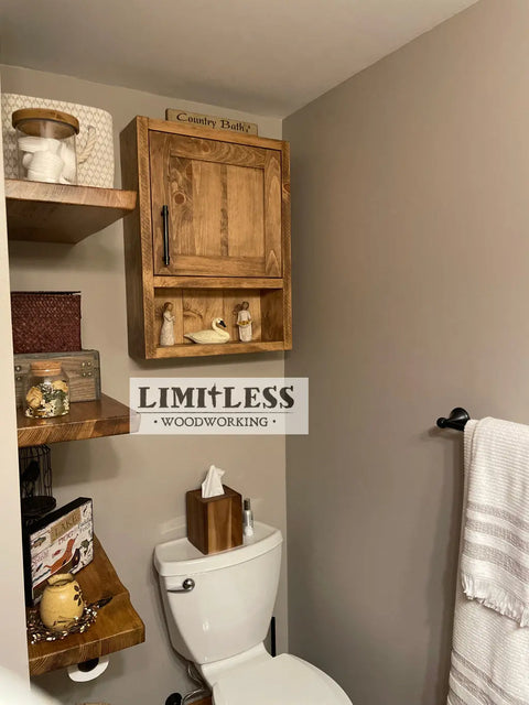 Custom Over Toilet Bathroom Cabinet – White Pine Storage Vanity | Made in USA | Model #1051 Limitless Woodworking  item