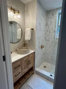 Custom Single Sink Bathroom Vanity - Handcrafted White Pine Cabinet – Rustic Finish | Made in USA | Model #1060 Limitless Woodworking  item
