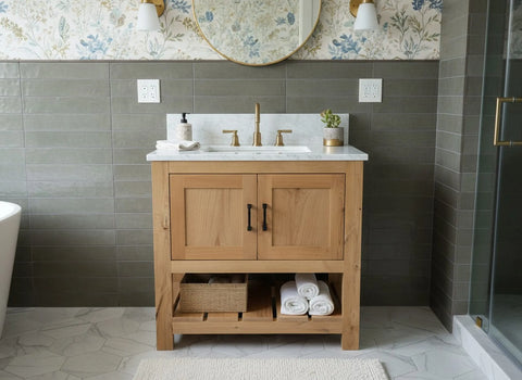 Custom Single Sink Bathroom Vanity – Handcrafted Northeastern White Pine Cabinet | Made in USA | Model #1054 Limitless Woodworking  item