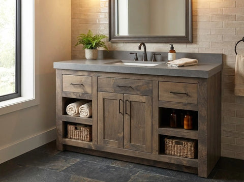 Custom Single Sink Bathroom Vanity – Handcrafted Northeastern White Pine Wood Storage Cabinet | Made in USA Limitless Woodworking  item