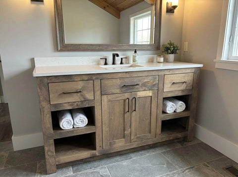 Custom Single Sink Bathroom Vanity – Handcrafted Northeastern White Pine Wood Storage Cabinet | Made in USA Limitless Woodworking  item