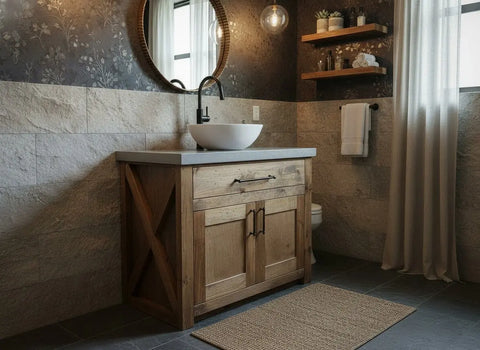 Custom Single Sink Bathroom Vanity – Handcrafted White Pine Cabinet – Made in USA | Model #1055 Limitless Woodworking  item