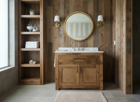 Custom Single Sink Bathroom Vanity – Handcrafted White Pine Cabinet – Made in USA | Model #1055 Limitless Woodworking  item