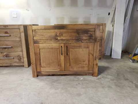 Custom Single Sink Bathroom Vanity – Handcrafted White Pine Cabinet – Made in USA | Model #1055 Limitless Woodworking  item