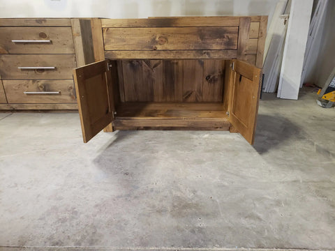 Custom Single Sink Bathroom Vanity – Handcrafted White Pine Cabinet – Made in USA | Model #1055 Limitless Woodworking  item